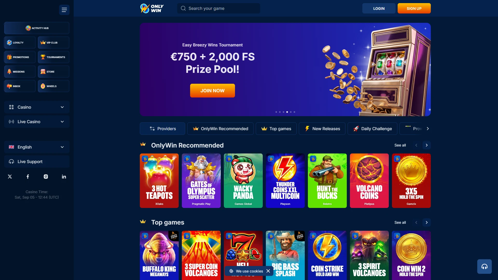 Onlywin homepage